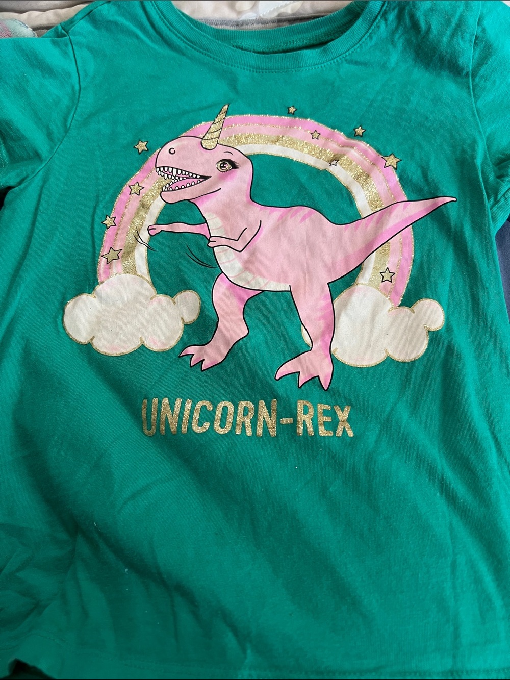 The Children's Place Teal Unicorn-Rex Graphic Tee with Pink and Gold